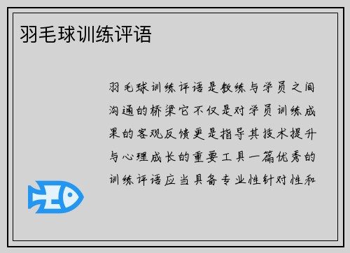 羽毛球训练评语